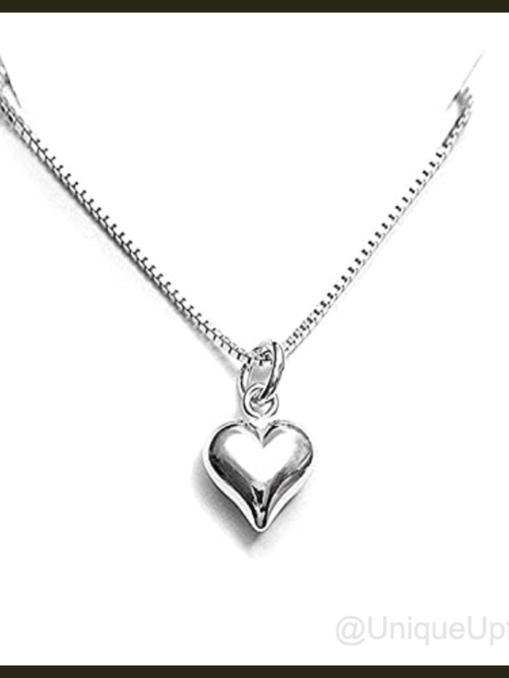 Sterling Silver Heart Pendant Necklace 18 Inch Box Chain Gift